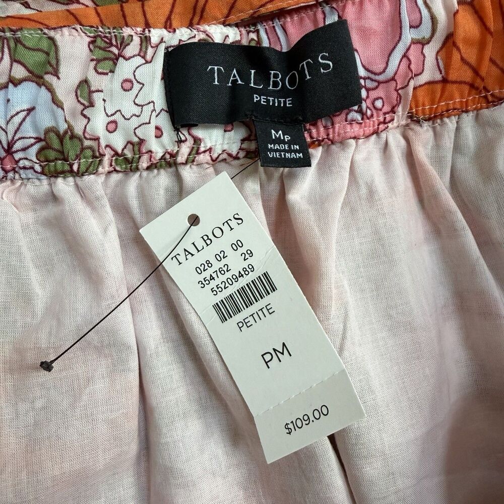 Talbots Climbing Floral Button Front Belted Voile Midi Skirt Medium Petite - Picture 9 of 10